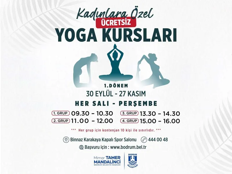 BODRUM BELEDİYESİNDEN KADINLARA ÖZEL ÜCRETSİZ YOGA KURSLARI